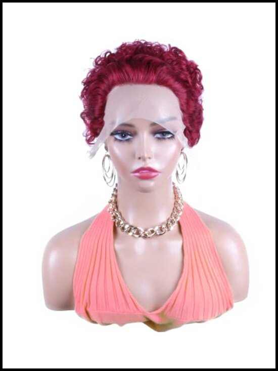Short Curly Lace Front Wig Human Hair Pixie Cut Pre Plucked Glueless 150%